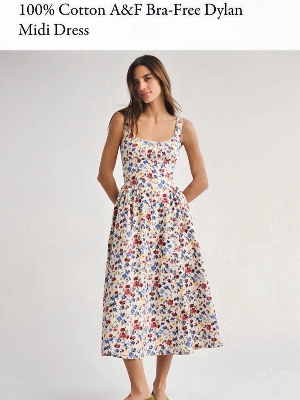 A&F Bra-Free Dylan Midi Dress Floral Midi Dress - Size L